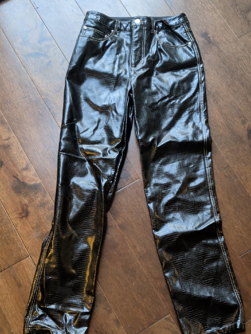 ASOS Shiny‎ Black Patent Faux Leather Straight Leg Pants